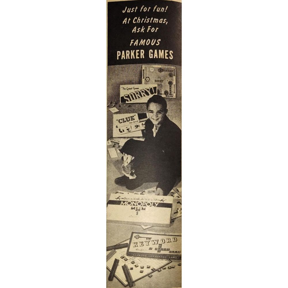 Parker Games '53 Sorry Clue Monopoly Ephemera Magazine Print Advertisement 13*2"